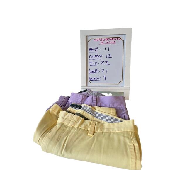 Two pairs of Orvis shorts yellow and purple preppy shorts EUC - Picture 1 of 6